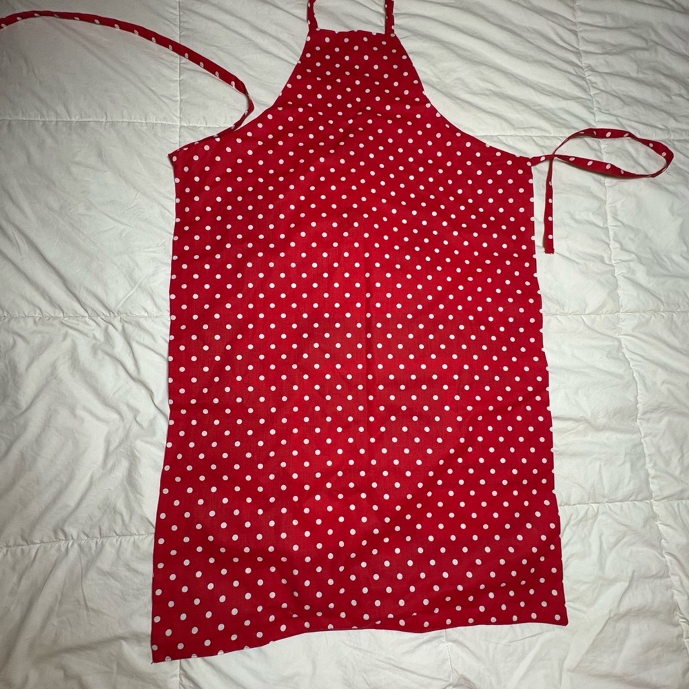 Colorful School House and School Bus Themed Apron with Polka Dot Background - Picture 10 of 10